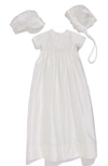 LITTLE THINGS MEAN A LOT LITTLE THINGS MEAN A LOT DUPIONI CHRISTENING GOWN WITH HAT AND BONNET SET,DPF50G