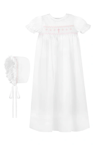 CARRIAGE BOUTIQUE CARRIAGE BOUTIQUE SMOCKED CHRISTENING GOWN & BONNET SET 74155-12M