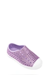 Native Shoes Kids' Jefferson Bling Glitter Slip-on Vegan Sneaker In Powder Bling/ Shell White