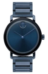 Movado Bold Evolution Blue Ion-plated Stainless Steel Bracelet Watch In Blue