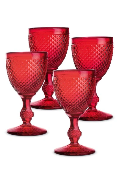 Vista Alegre Bicos 4-piece Glass Water Goblet Set In Red