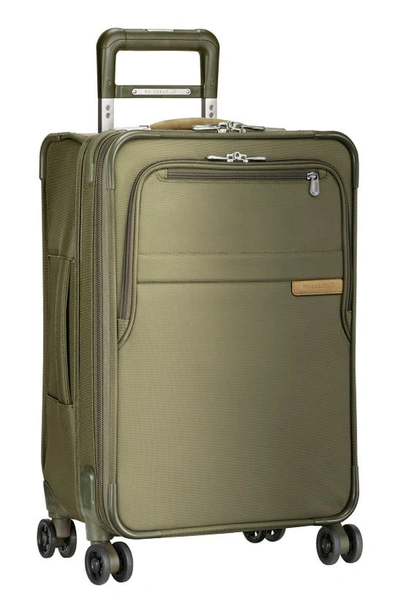Briggs & Riley Baseline International Softside Carry-on Wide-body Spinner In Olive