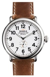 Shinola The Runwell Leather Strap Watch, 47mm In White/brown