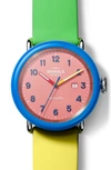 Shinola Detrola Silicone Strap Watch, 43mm In Pink/multi