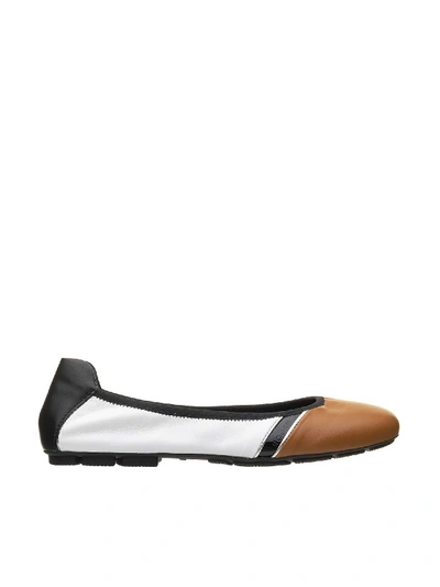 Hogan H511 Ballerinas In White And Black In Bianco Ocra Nero Paltino