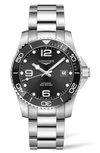 Longines Hydroconquest Automatic Black Dial Ceramic Bezel Steel Men's Watch L3.782.4.56.6 In Silver/ Black/ Silver