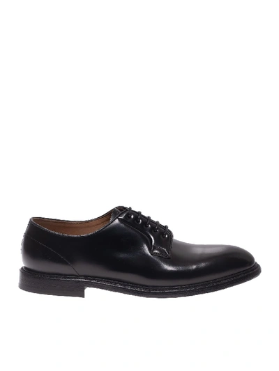 Green George Black Leather Classic Derby Shoes