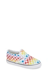 Vans Kids' Classic Checker Slip-on In Rainbow/ White