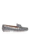 CAR SHOE GLITTER LOAFERS IN SILVER colour
