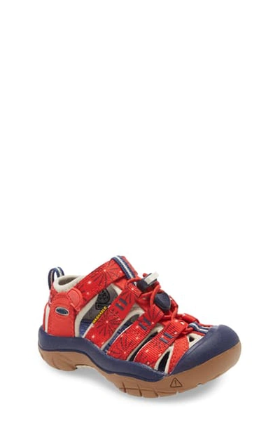 Keen Kids' Newport H2 Water Friendly Sandal In Fiery Red/ Blue Depths