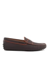 TOD'S CONTRASTING EDGES GOMMINO LOAFERS IN BROWN,XXM0EO0CV30DWMS807