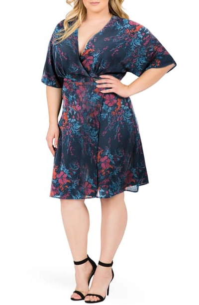 Standards & Practices Candice Floral Wrap Dress In Blue