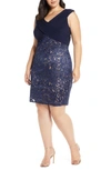 ALEX EVENINGS SEQUIN LACE COCKTAIL DRESS,84122224