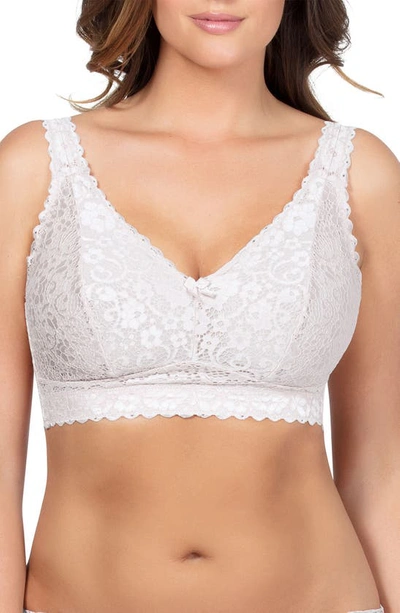 Parfait Adriana Banded Stretch Lace Wireless Bralette In Pearl White