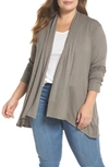 Bobeau High/low Cardigan In Taupe