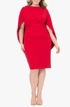 Betsy & Adam Short Scuba Crepe Drape Back Dress In Red