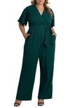 Kiyonna Plus Size Charisma Crepe Jumpsuit In Green