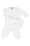 Little Things Mean A Lot Cotton Cardigan, Pants & Hat Set In White