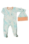 Everly By Baby Grey Babies' Seahorse Print Footie & Hat Set In Sea Horse
