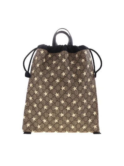 Gucci Gg Supreme Beige Backpack With Stars Print