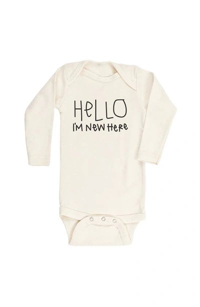 Tenth & Pine Babies' Hello, I'm New Here Organic Cotton Bodysuit In Natural