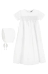 CARRIAGE BOUTIQUE SMOCKED CHRISTENING GOWN & BONNET SET,74159-3M
