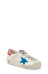 Golden Goose Teen Superstar Low-top Sneakers In White/ Blue Star/ Red Leather