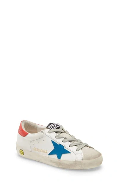 Golden Goose Teen Superstar Low-top Sneakers In White/ Blue Star/ Red Leather