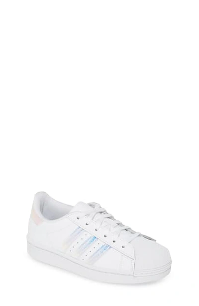 Adidas Originals Kids' Superstar Iridescent-stripe Leather Trainers 1-5 Years In White