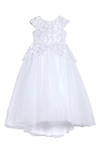 US ANGELS FLORAL EMBELLISHED HIGH/LOW TULLE FIRST COMMUNION DRESS,C904