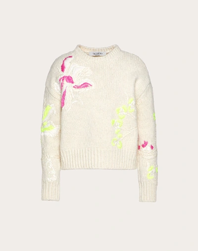 Valentino Embroidered Cashmere Wool Sweater In Multi