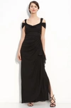 Alex Evenings Cold Shoulder Ruffle Gown In Black