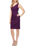 Alex Evenings Side Ruched Cocktail Dress In Summer Plum