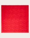 Valentino Garavani Vlogo Signature Jacquard Shawl In Silk And Wool 140x140 Cm Woman Rosso   In Rosso