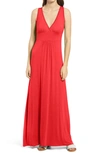 LOVEAPPELLA V-NECK JERSEY MAXI DRESS,W6246-SMO