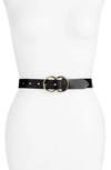 Halogenr Double Ring Leather Belt In Black