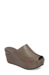 Chocolat Blu Wynn Peep Toe Mule In Graphite Leather