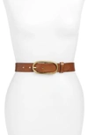 TREASURE & BOND OVAL BUCKLE LEATHER BELT,TB387897MI