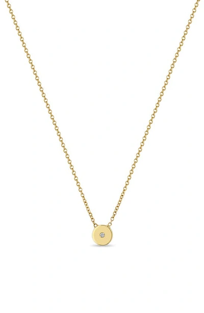 Zoë Chicco Medium Diamond Disc Pendant In Yellow Gold