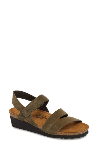 Naot 'kayla' Sandal In Oily Olive Suede