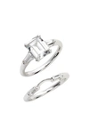 Lafonn Emerald-cut Ring In Silver/ Clear