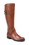 Naturalizer Jessie Womens Leather Wide Calf Riding Boots In Banana Bread Leather
