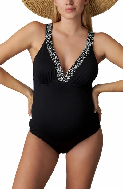 Pez D'or Maternity Montego Bay One-piece Swimsuit In Black
