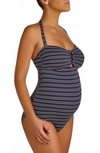 PEZ D'OR SAN MARINO STRIPED ONE-PIECE MATERNITY SWIMSUIT,R41-16707