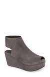 Chocolat Blu Cutout Wedge Sandal In Smoke Suede