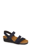 Naot Kayla Sandal - Medium Width In Black Matte In Navy Nubuck Leather