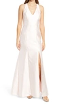 ALFRED SUNG HALTER SATIN TRUMPET GOWN,D761