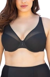 Curvy Couture High Apex Diamond Net Underwire Bra In Black