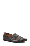 Spring Step Solela Laser Cut Wedge Slingback Sandal In Black Leather