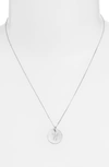 Nashelle Sterling Silver Initial Disc Necklace In Sterling Silver W